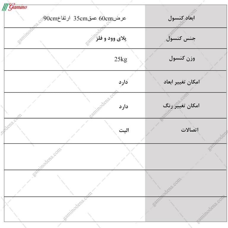 میز کنسول چوبی فلزی کوچک مدل شقایق — تصویر ۷