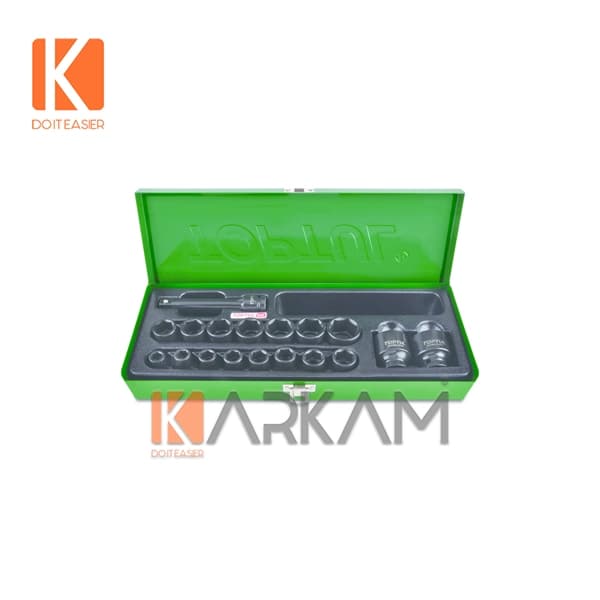 جعبه بکس 1/2 مشکی فشار قوی 18 پارچه تاپتول مدل GCAD1807-1 — تصویر ۲