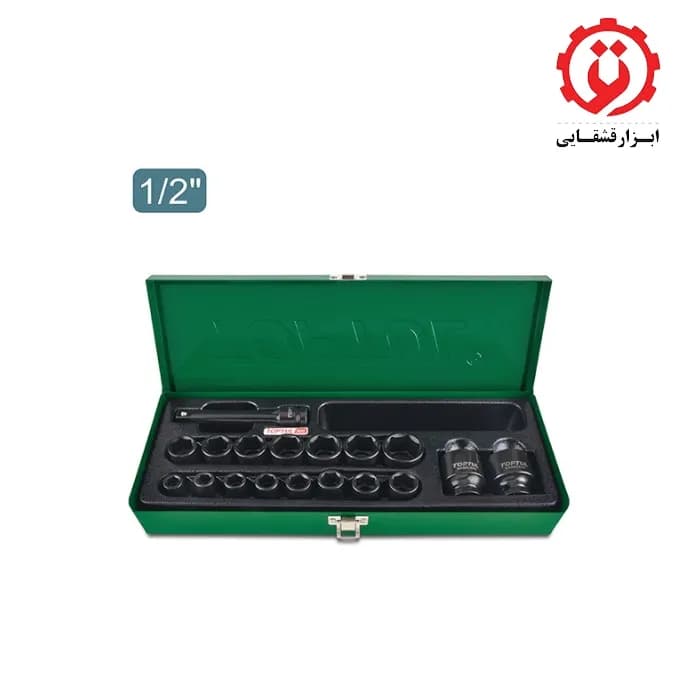 جعبه بکس 1/2 مشکی فشار قوی 18 پارچه تاپتول مدل GCAD1807-1 — تصویر ۴