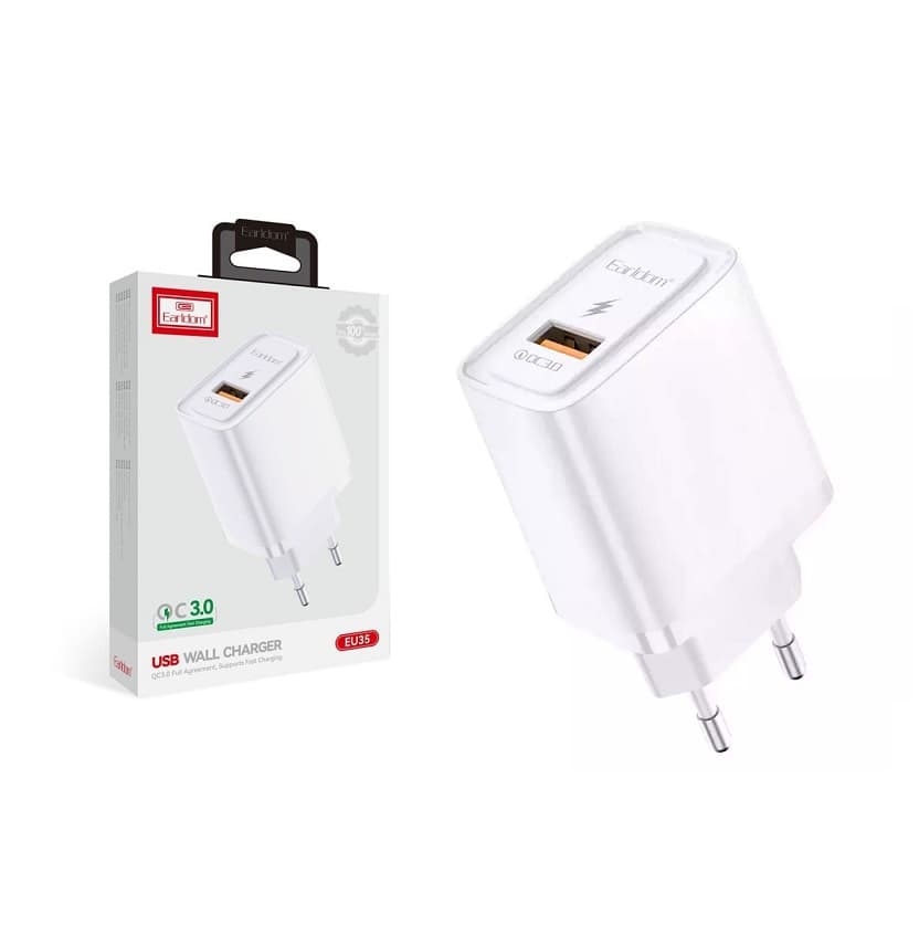شارژر + کابل تایپ سی ارلدام Earldom ES-EU35 18W QC3.0