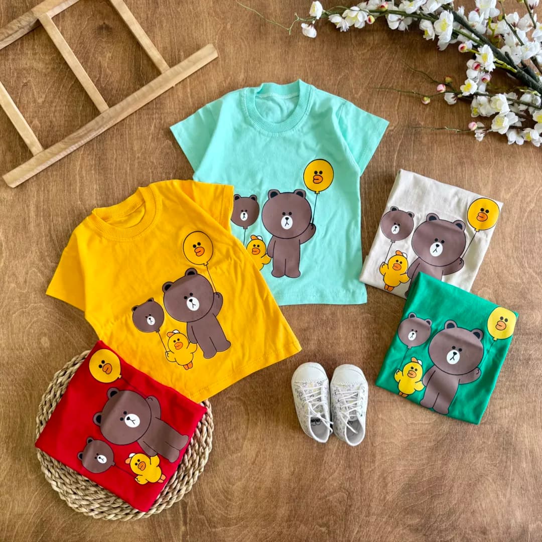 تیشرت تک خرس و جوجه بادکنکی سایز 35 تا 45 کد 6010