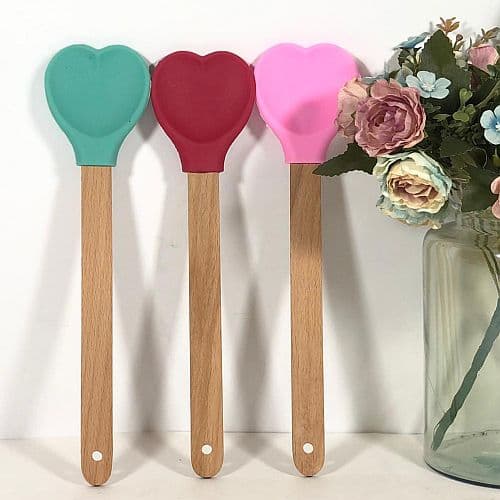 کفگیر سیلیکونی قلب دسته چوبی استایل (1) ارسال نیمه رایگان