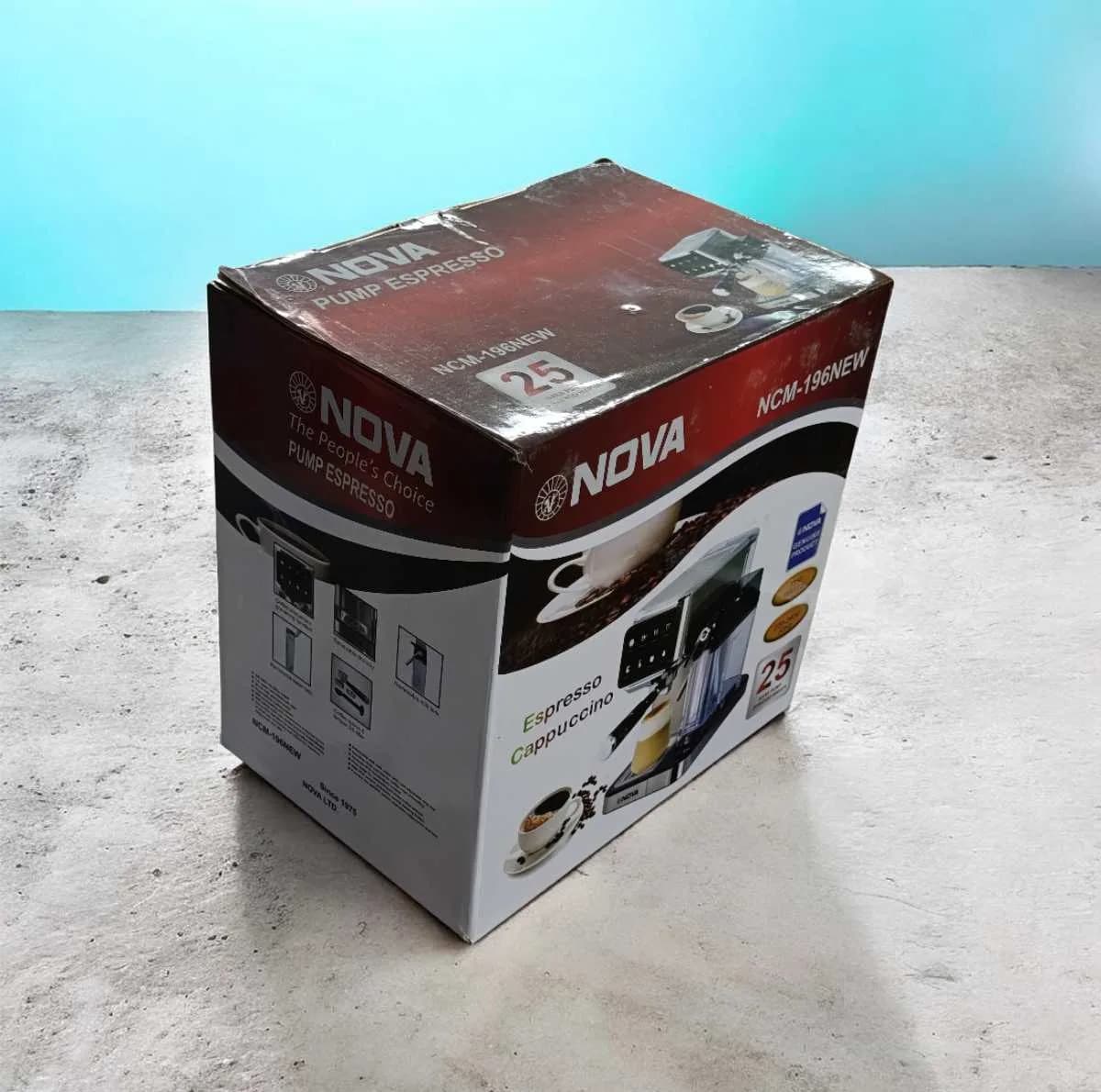 اسپرسوساز نیمه‌صنعتی نوا مدل NCM-196 NEW با فشار 25 بار، مخزن آب 1.5 لیتری، مخزن شیر 700 میلی‌لیتری و صفحه نمایش تمام لمسی — تصویر ۸