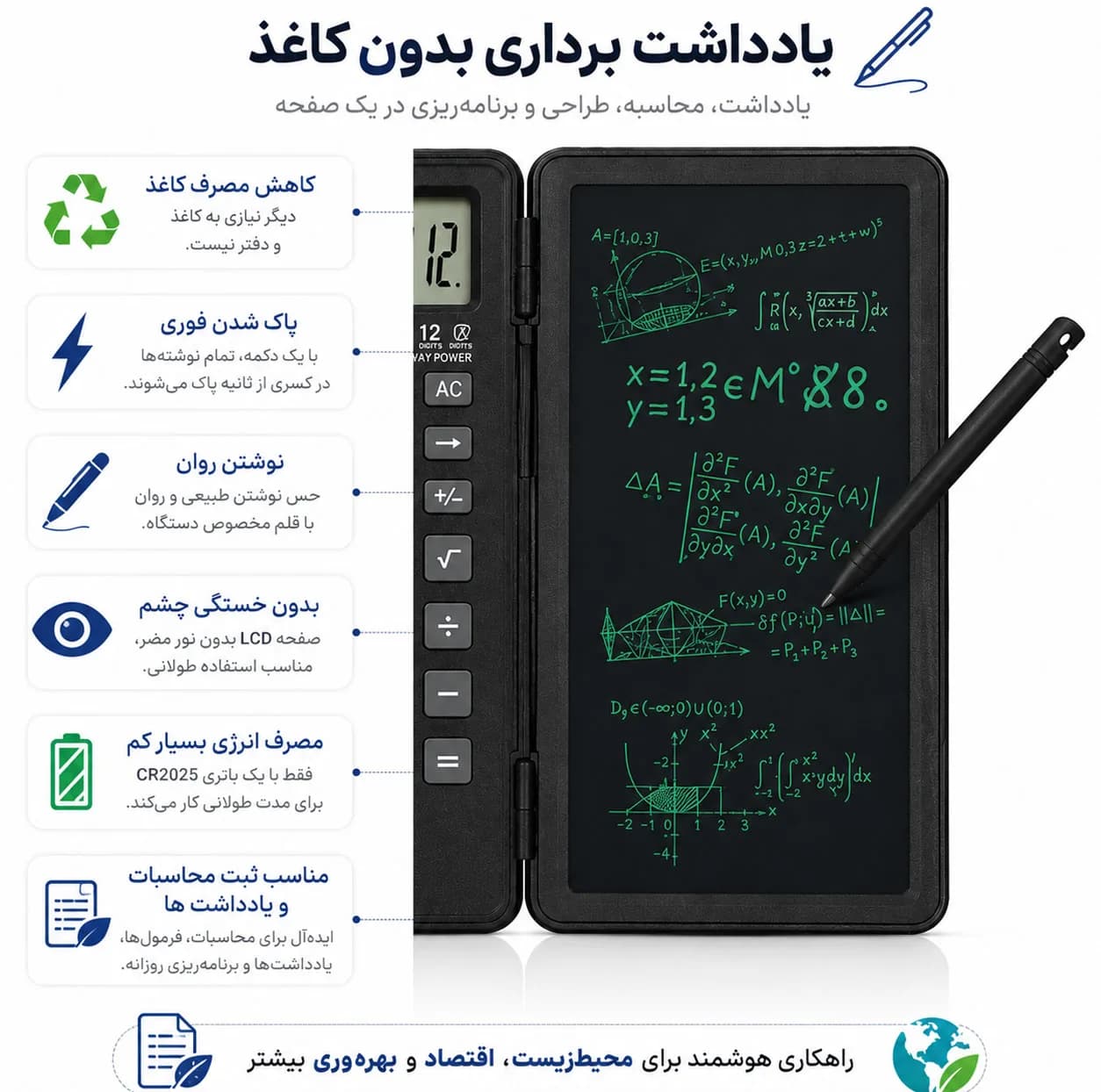 ماشین حساب مدل Writing Pad کد DS-879 — تصویر ۵