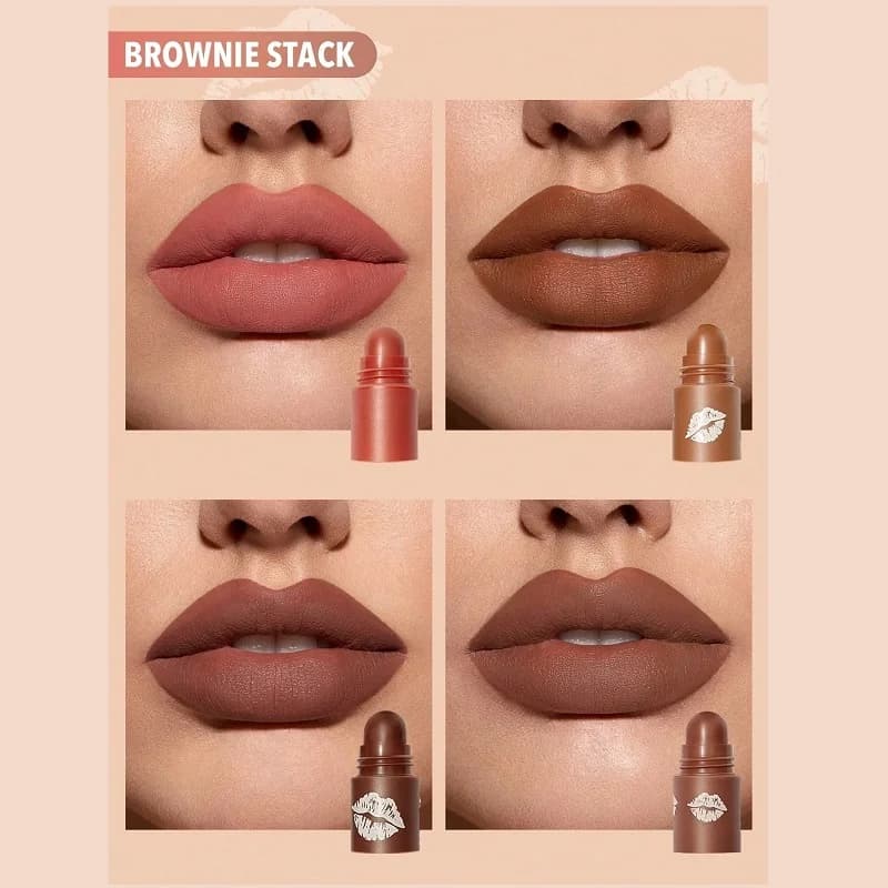 رژلب 4 در 1 سری مگا شیگلم_رنگ Brownie stack — تصویر ۲