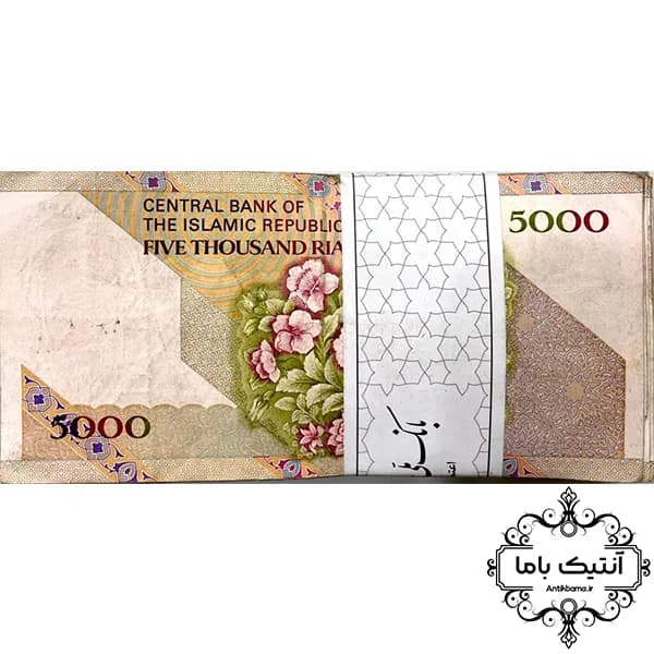 بسته اسکناس 5000ریال گل و بلبل مستعمل صد برگی (امضاهای مختلف)کیفیت بالای 50% – جمهوری اسلامی — تصویر ۲
