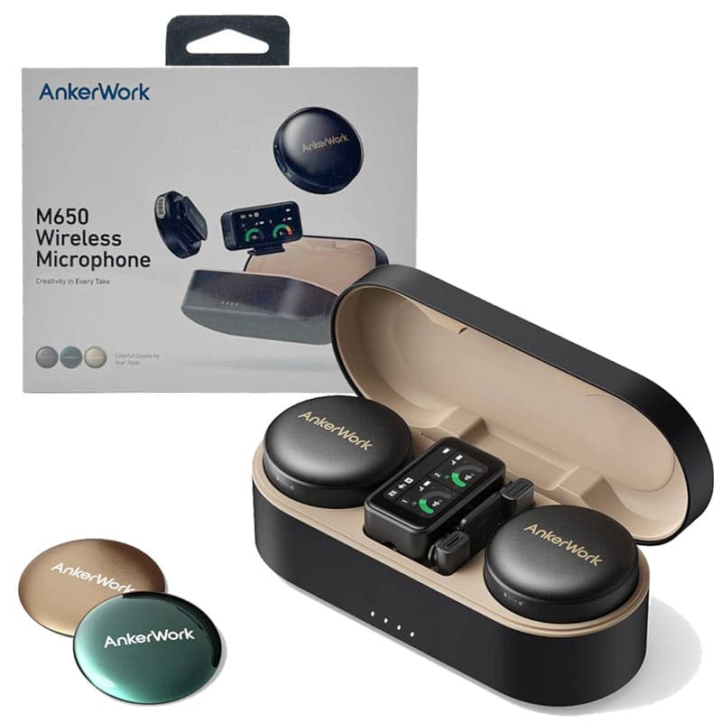 میکروفن یقه ای بیسیم 2عددی+کیس شارژ انکر نویز گیر مدل ANKER work M650 AI Noise cancellation A33200