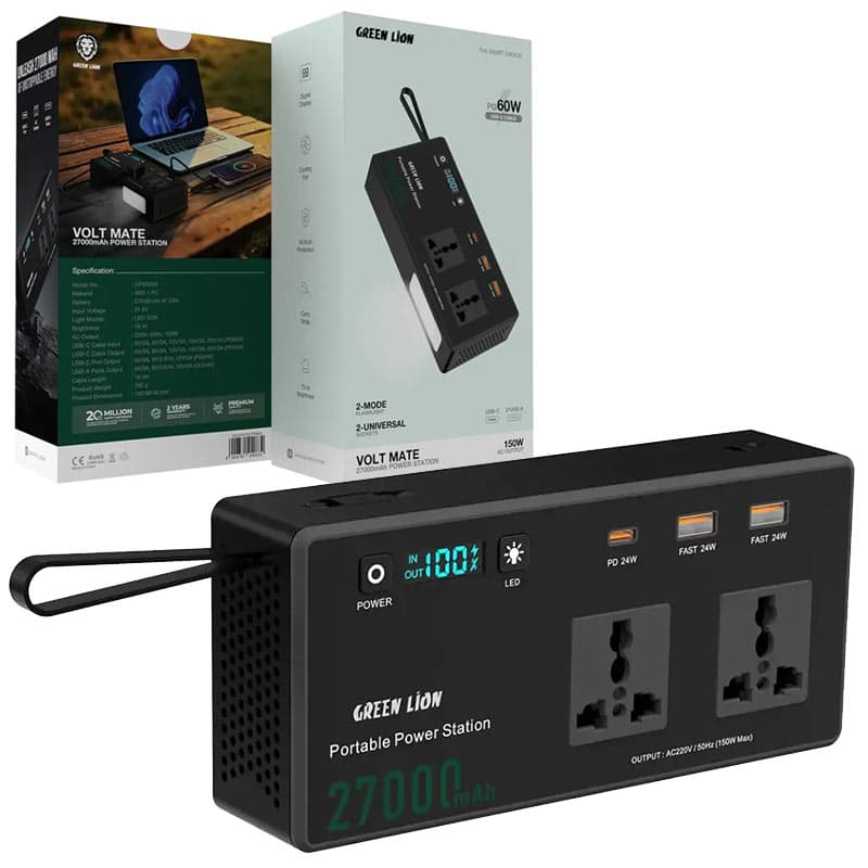 پاور استیشن 27000mAH سوپرفست چراغدار گرین لاین مدل Green Lion Volt Mate