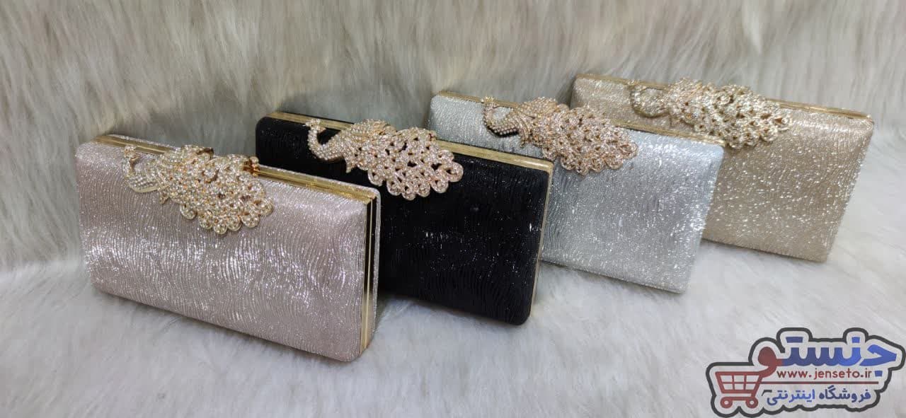 کیف زنانه دهانه فلزی طاووسی لمه موجی NEW کد 1300