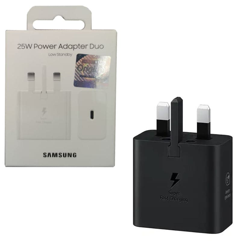 آداپتور شارژر 3 پین های کپی PD 25W Samsung Low standby TA-2510 پک سفید 2025 لیبل original نقره ای