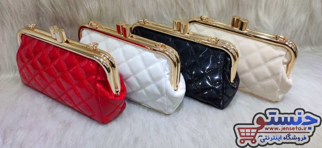کیف زنانه دهانه فلزی_دهنه لوله ای گلدوزی NEW کد 1301