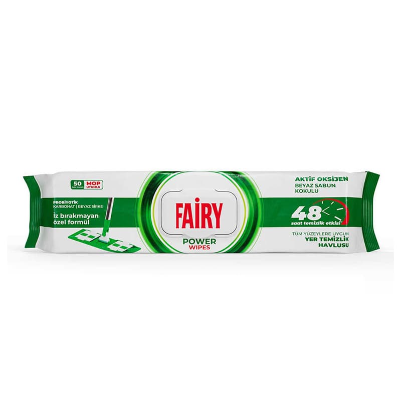 دستمال طی فیری FAIRY رایحه پودری POWER WIPES بسته 50 برگی — تصویر ۴