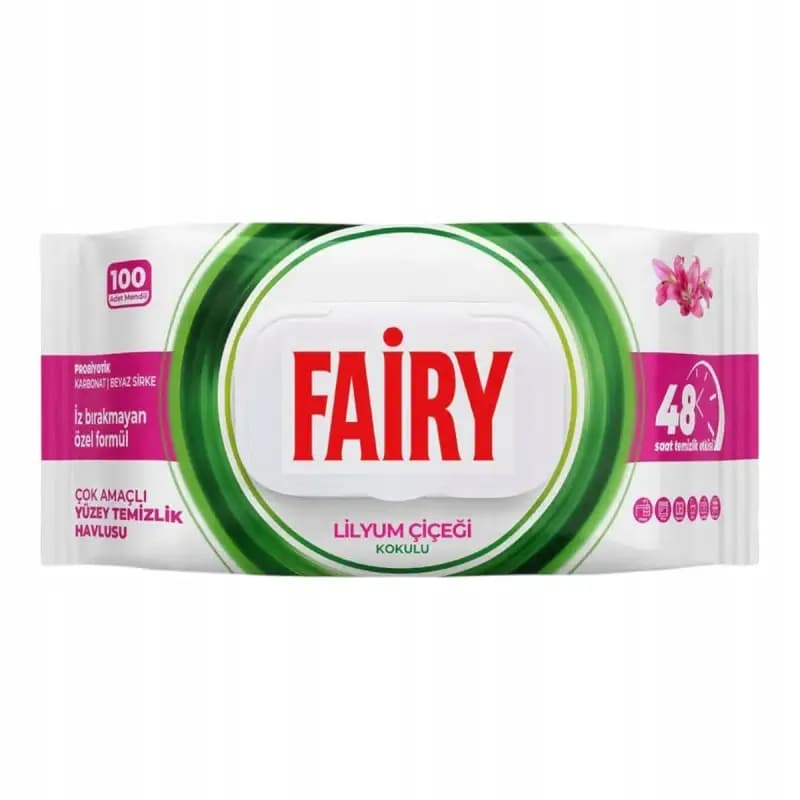 دستمال سطوح چند منظوره فیری FAIRY رایحه گل لیلیوم LILYUM CICEGI بسته 100 عددی — تصویر ۳