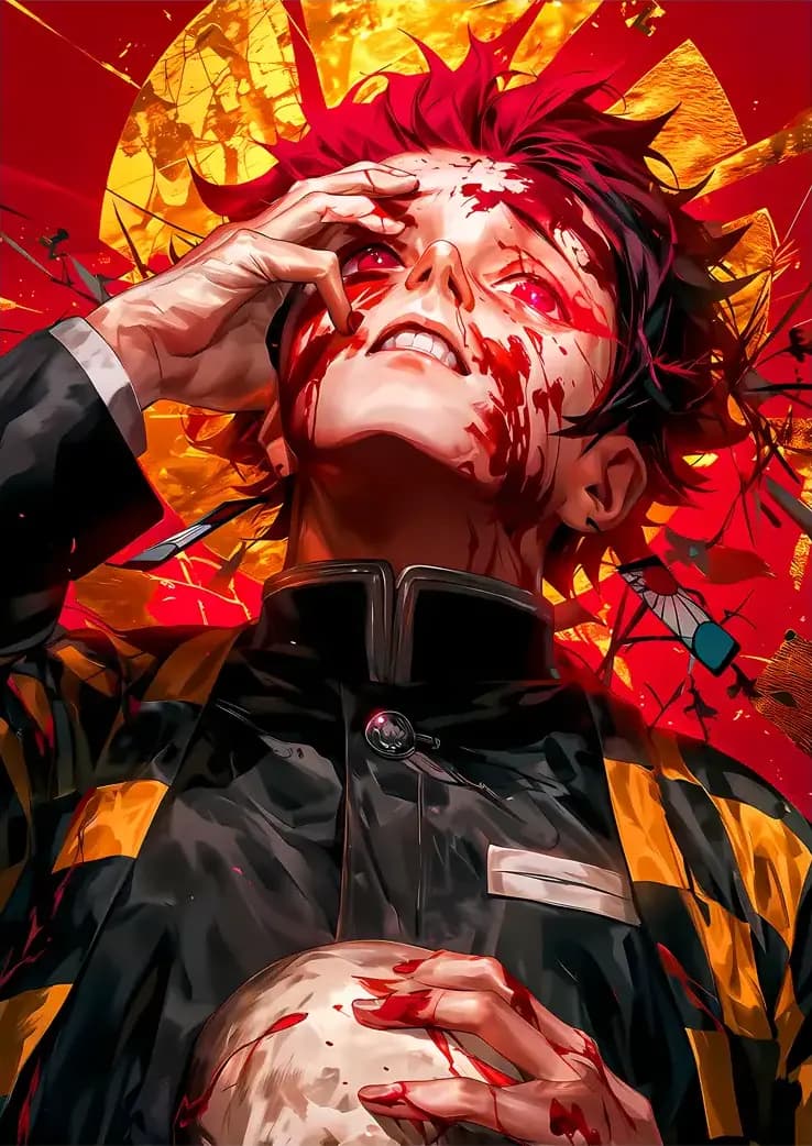 متال پوستر انیمه Demon Slayer طرح شخصیت Tanjiro کد N402