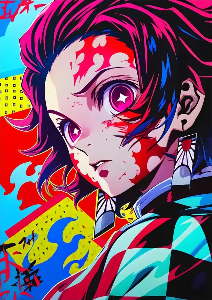 متال پوستر انیمه Demon Slayer طرح شخصیت Tanjiro کد N004