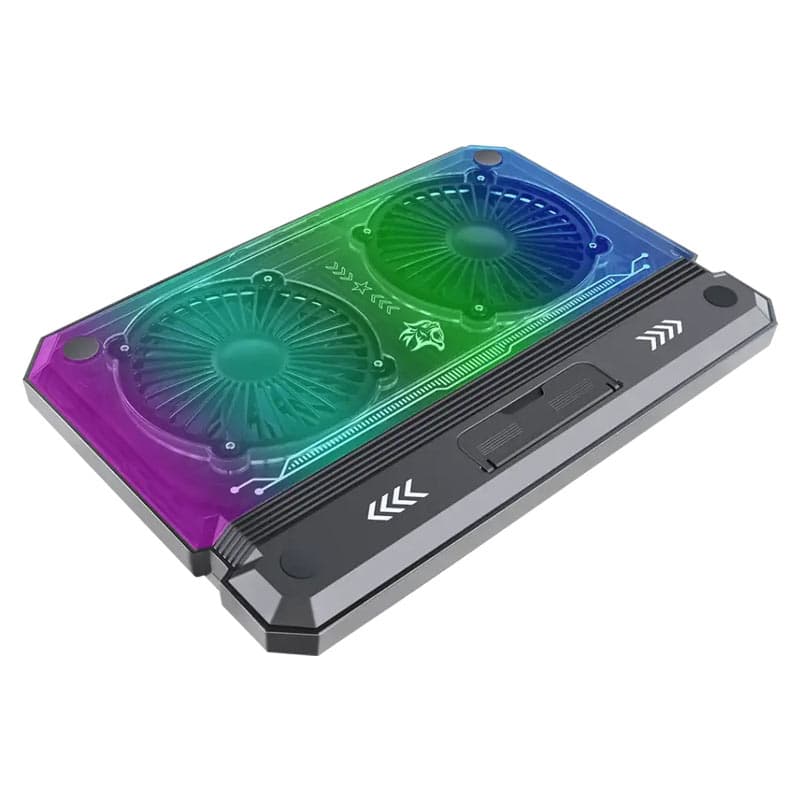 کول پد لپ تاپ RGB دار دو فن گیمینگ پرودو مدل Porodo gaming crystal shell PDX121 — تصویر ۴