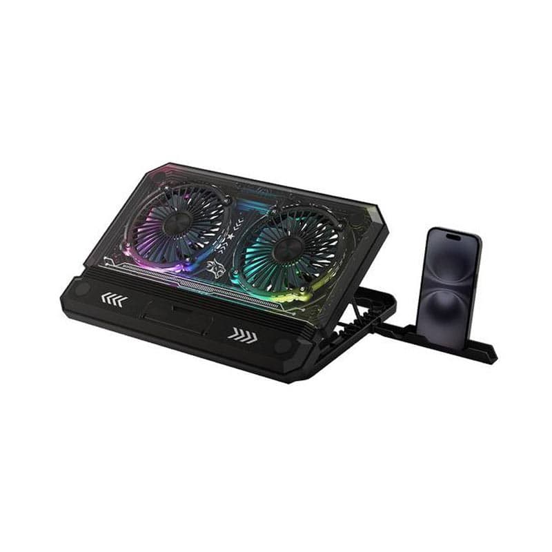کول پد لپ تاپ RGB دار دو فن گیمینگ پرودو مدل Porodo gaming crystal shell PDX121 — تصویر ۵