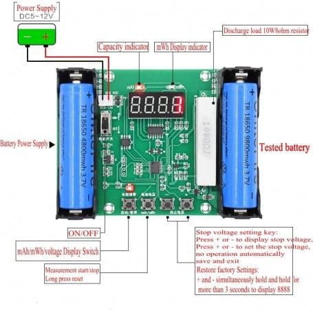 تستر ظرفیت واقعی باتری های لیتیومی XH-M240‏ — تصویر ۴