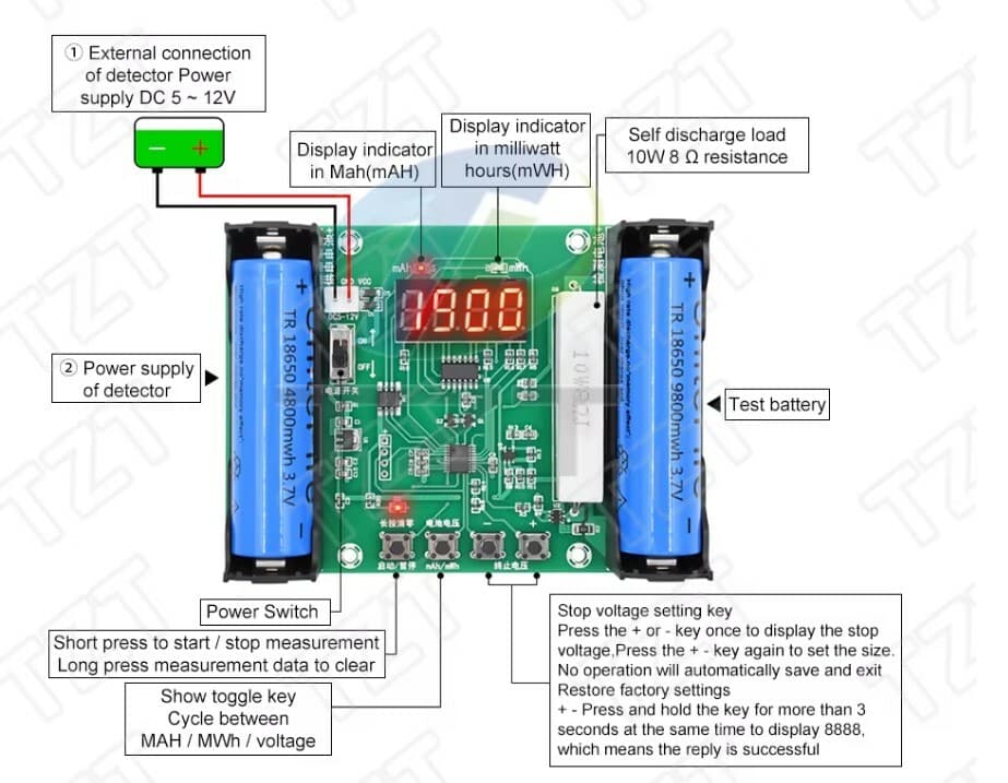 تستر ظرفیت واقعی باتری های لیتیومی XH-M240‏ — تصویر ۶