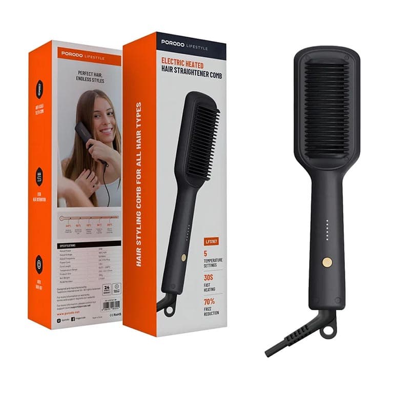 برس حرارتی صاف کننده مو پرودو مدل porodo electric heated hair straightener comb LFS167