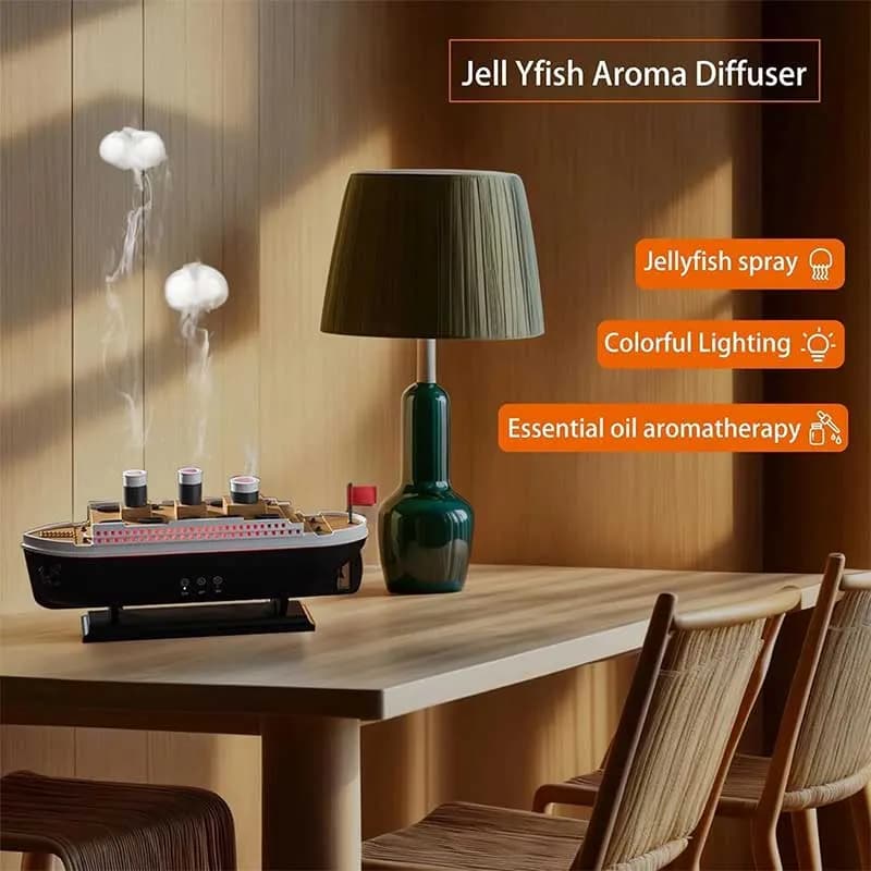 دستگاه بخورسرد و آروماتراپی مدل JELLYFISH AROMA DIFFUSER طرح کشتی تایتانیک — تصویر ۵