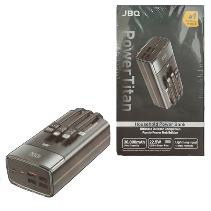 پاوربانک 30000mAH فست دارای کابل متصل JBQ powertitan 30000 mAh Powerbank PD 22.5W