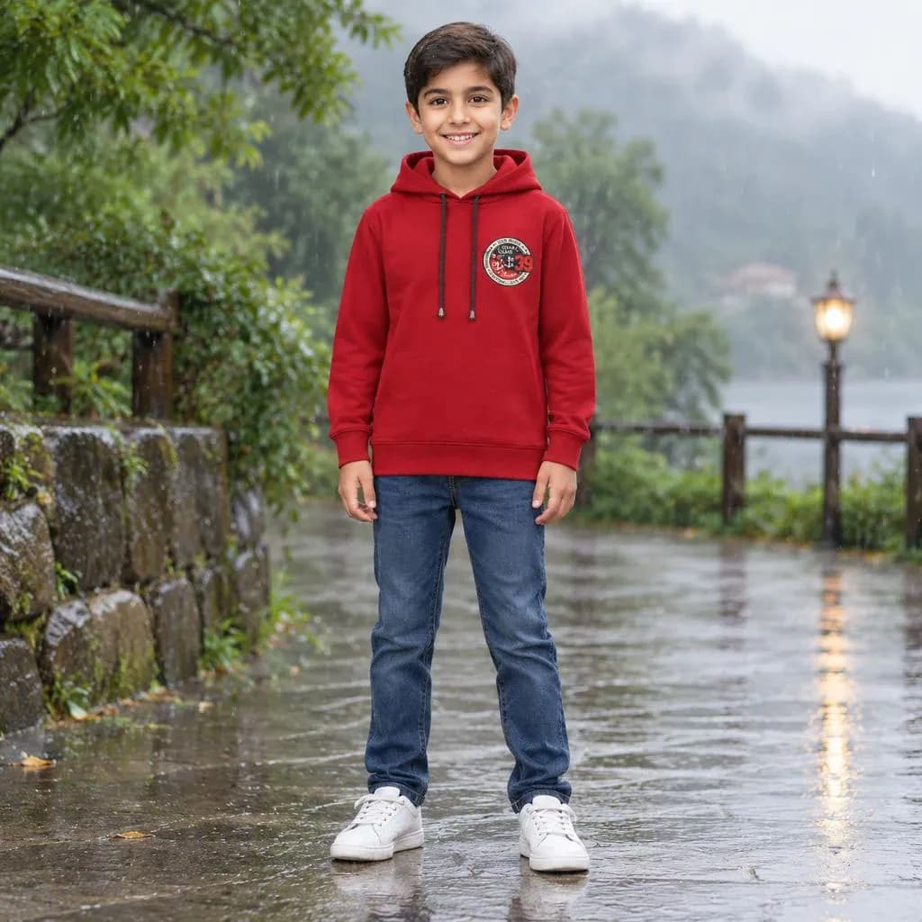 سویشرت کلاه دار بچه گانه زرشکی کد 4796