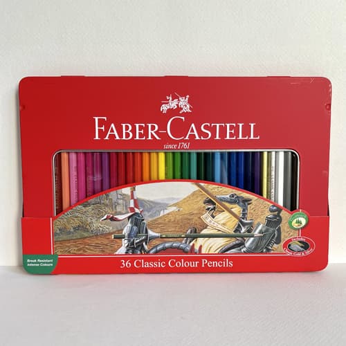 مداد رنگی 36 رنگ فابر کاستل جعبه فلزی تخت (FABER CASTELL)