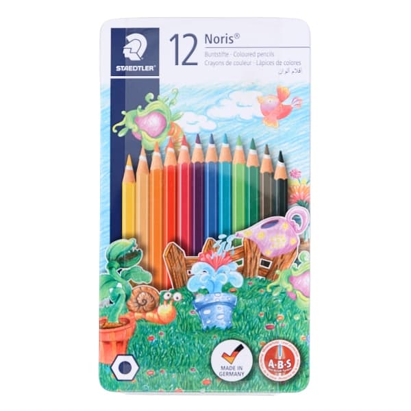 مداد رنگی 12 رنگ استدلر جعبه فلزی تخت (STAEDTLER)
