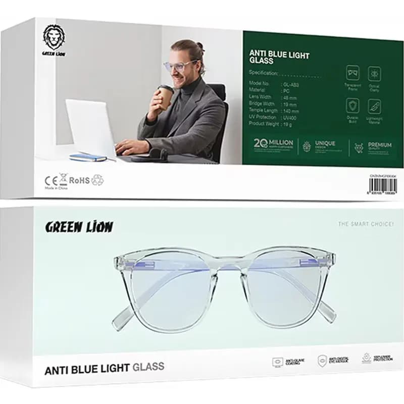 عینک محافظ چشم آنتی بلو لایت گرین لاین مدل Green lion blue light eyewear GL-AB3 — تصویر ۵