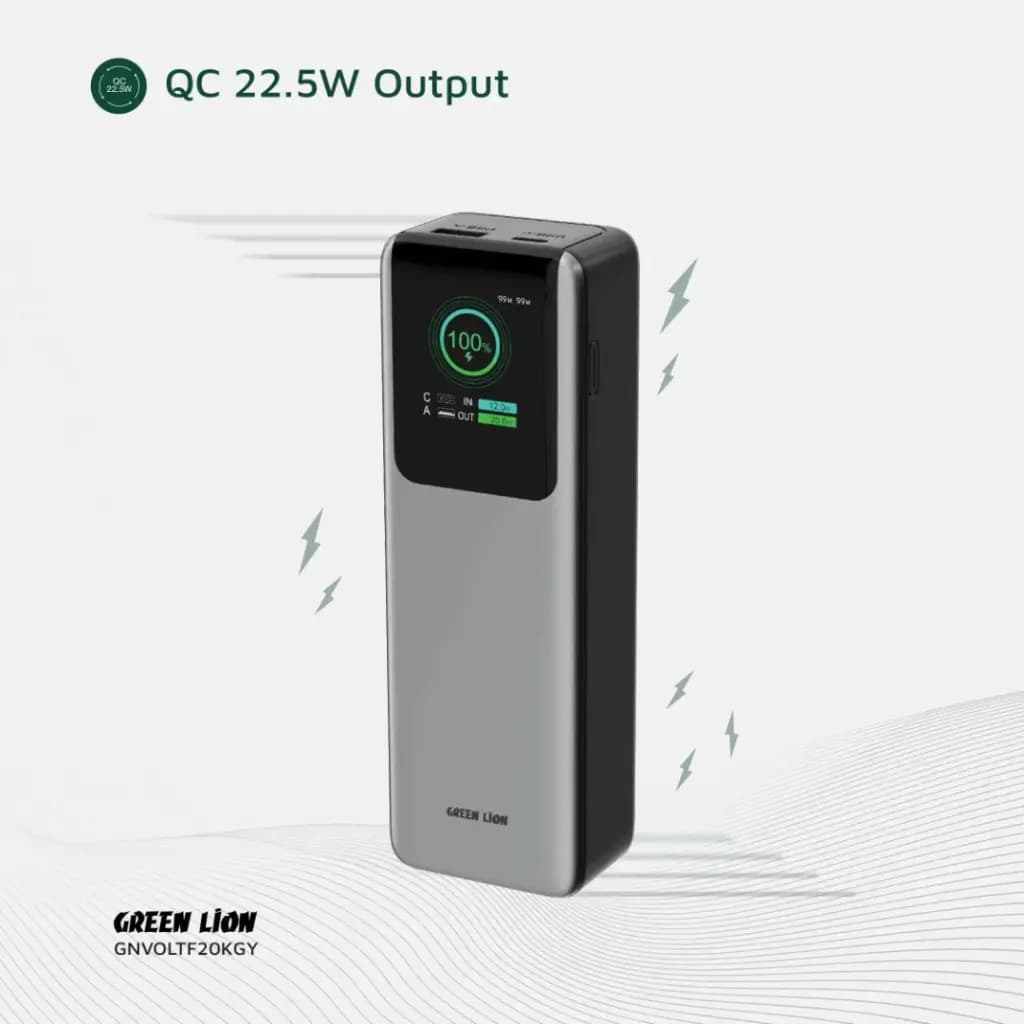 پاوربانک 20000mAH سوپر فست Green Lion Voltura Power Bank 100W TFT Display — تصویر ۵