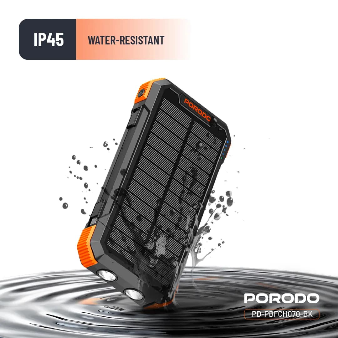 پاوربانک 4پنل خورشیدی 20000mAH پرودو مدل Porodo 4-panel solar PB070 — تصویر ۸