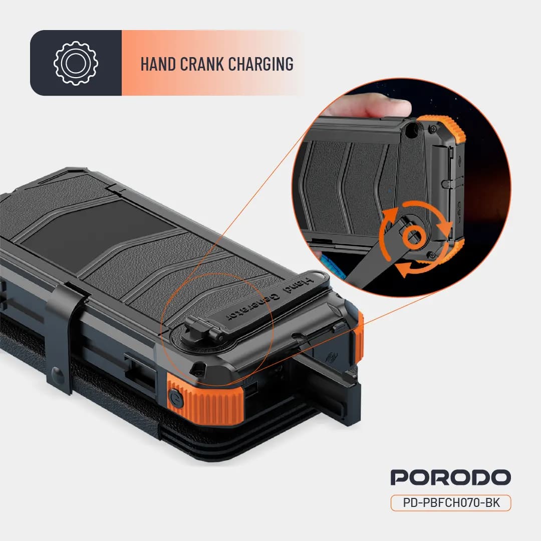 پاوربانک 4پنل خورشیدی 20000mAH پرودو مدل Porodo 4-panel solar PB070 — تصویر ۳