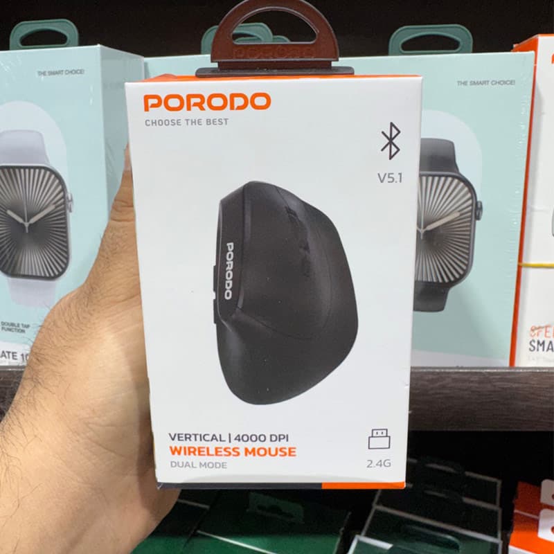 موس بیسیم دانگل و بلوتوث شارژی 6کلید ارگونومیک پرودو مدل Porodo vertical mouse — تصویر ۶