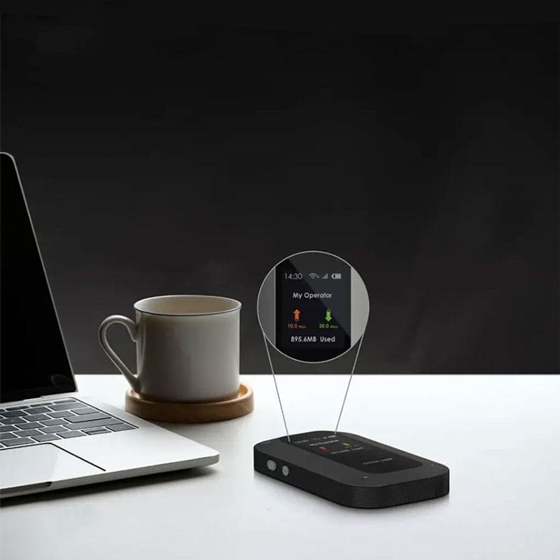 مودم روتر شارژی سیم کارتی Green Lion Portable MIFI router GL-M12 4G LTE WiFi 6 مشکی Display HD — تصویر ۳