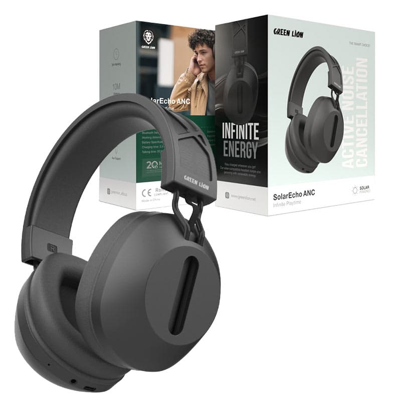 هدست بلوتوث میکروفون دار Green Lion Solar Echo ANC Headphone شارژ خورشیدی