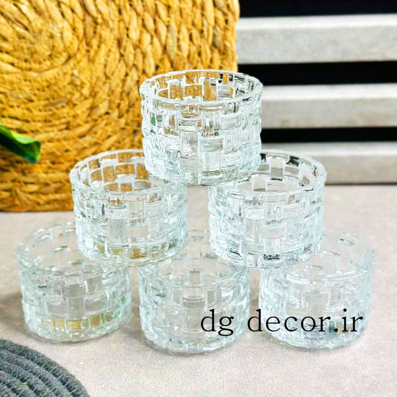 جاشمعی شیشه ای طرح حصیری