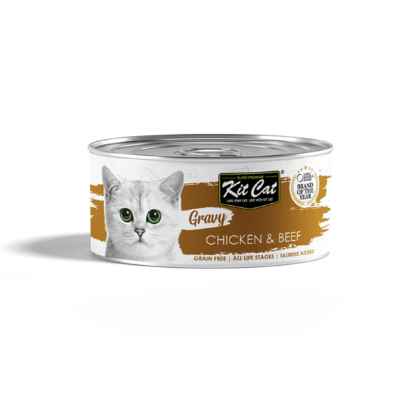 کنسرو گربه با طعم مرغ و گوشت گاو کیت کت70گرم_KitCat Gravy Chicken & Beef