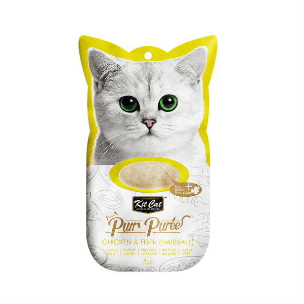 بستنی گربه کیت کت (هیربال)با طعم مرغ و فایبر_kitcat purr puree (hairball) with chicken & fiber