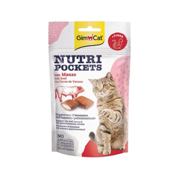 تشویقی گربه با طعم گوشت گاو جیم کت – GimCat Nutri Pockets Beef