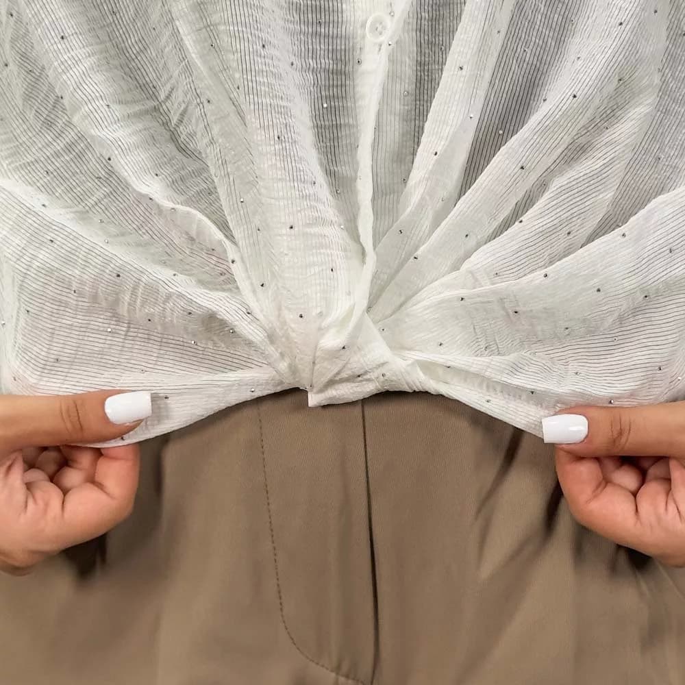 شومیز دخترانه جلو گره نگین دار کد 30419 — تصویر ۶
