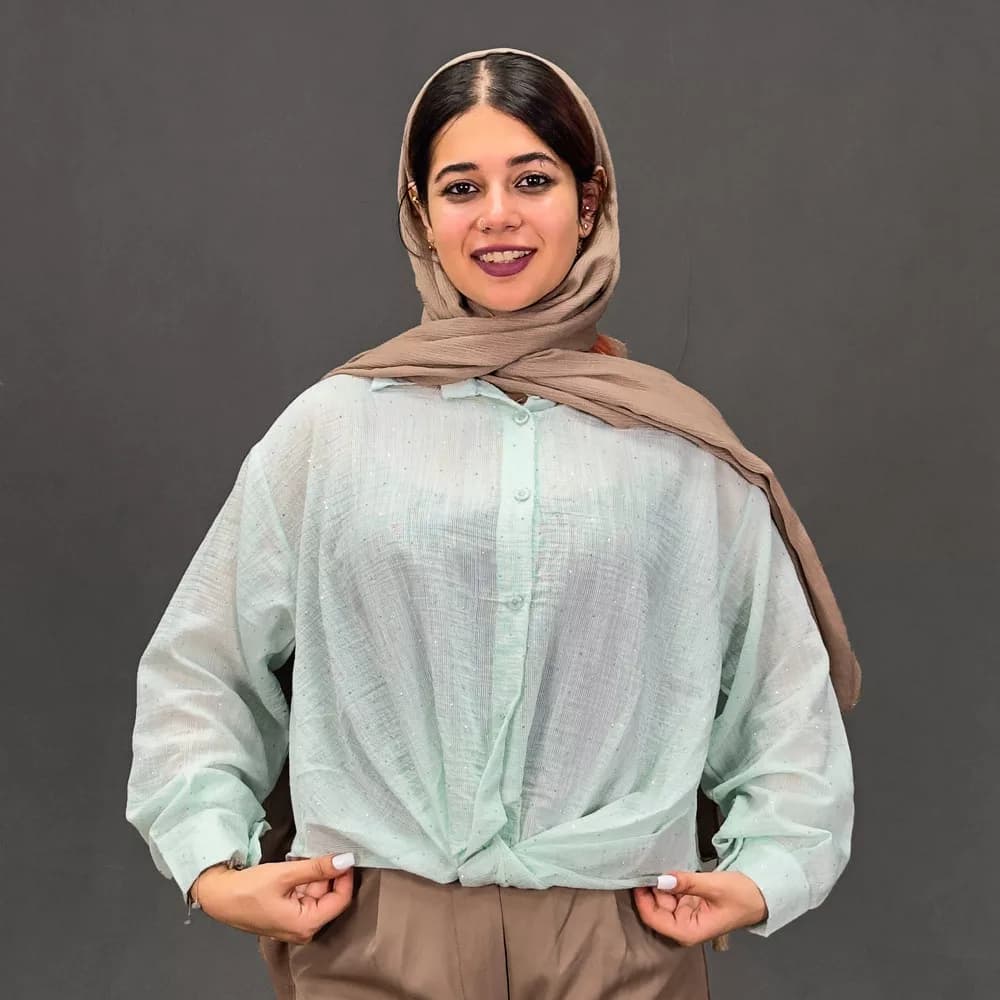 شومیز دخترانه جلو گره نگین دار کد 30419 — تصویر ۲