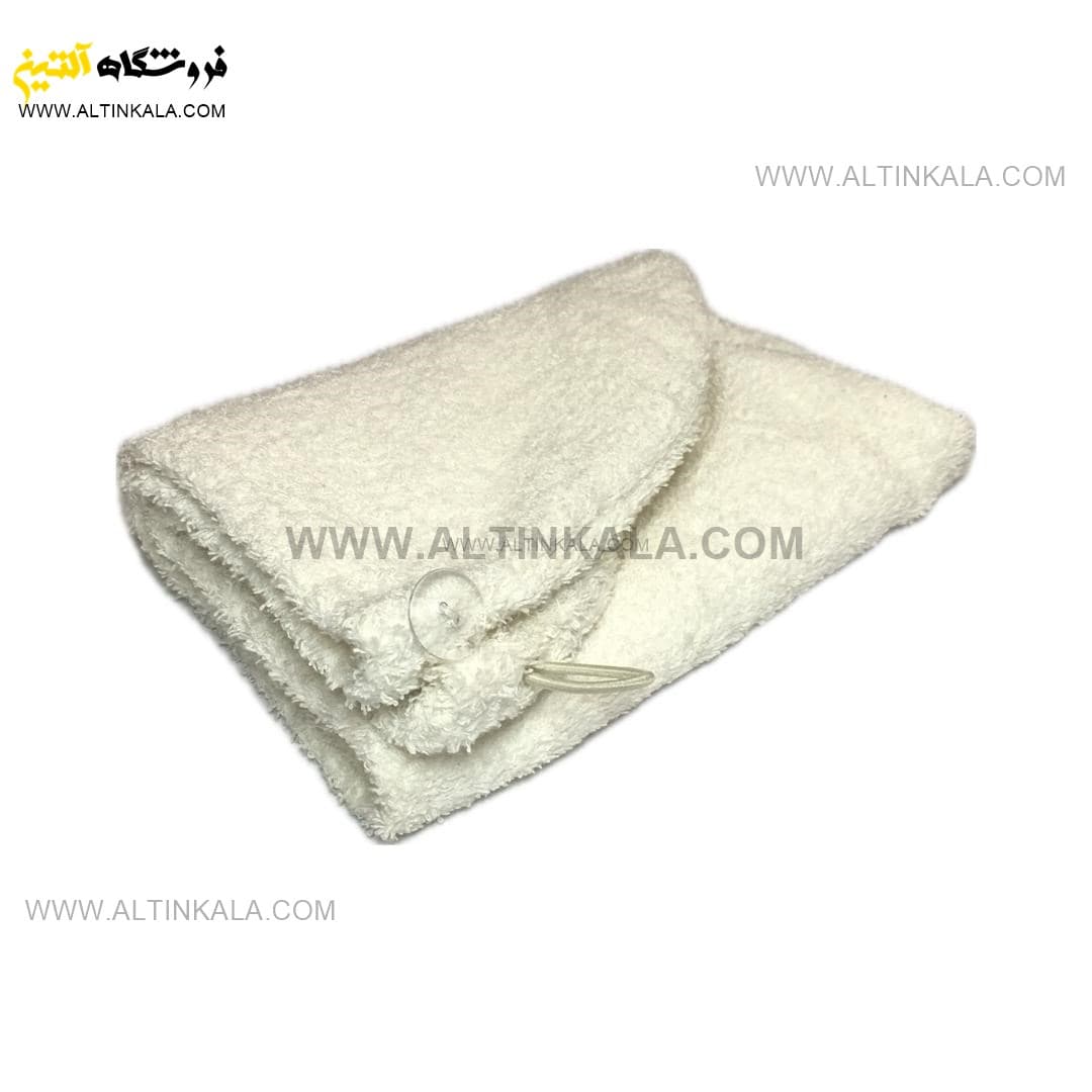 موپیچ حولهای برق لامع طرح ساده رنگ شیری