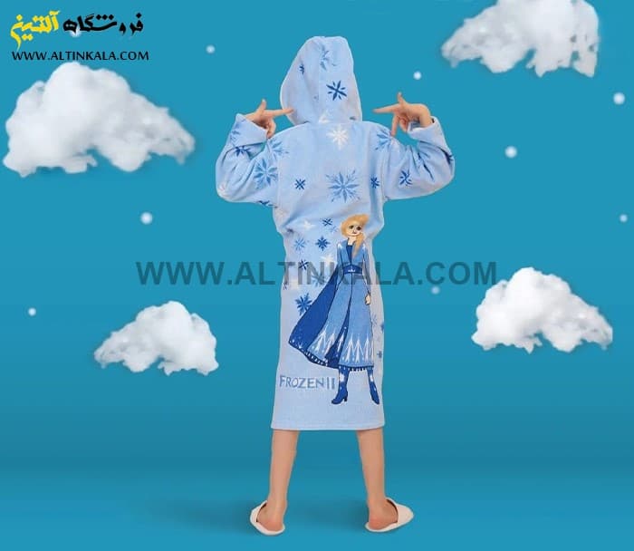 حوله پالتویی کودک پودایران طرح السا سایز 100