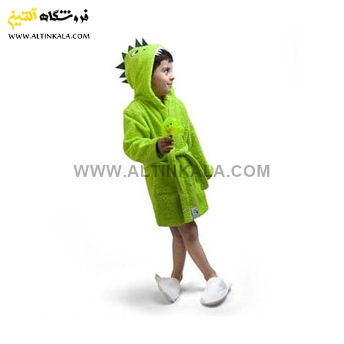حوله پالتویی کودک پودایران طرح دایناسور سبز سایز 90