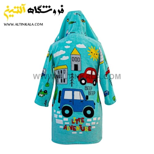 حوله پالتویی بچه گانه پودایران طرح ترافیک آبی سایز 100