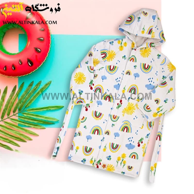 حوله پالتویی کودک پودایران طرح رنگین کمان سایز 80 — تصویر ۲