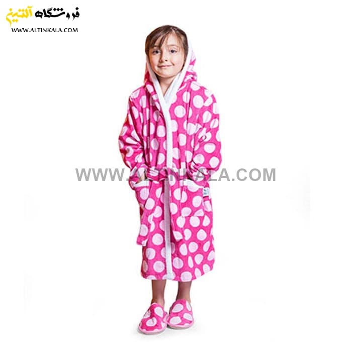 حوله پالتویی کودک پودایران طرح کیتی صورتی سایز 100