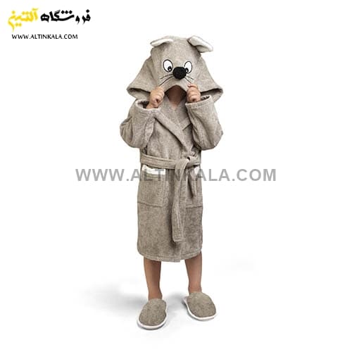 حوله پالتویی کودک پودایران طرح موش خاکی سایز 80