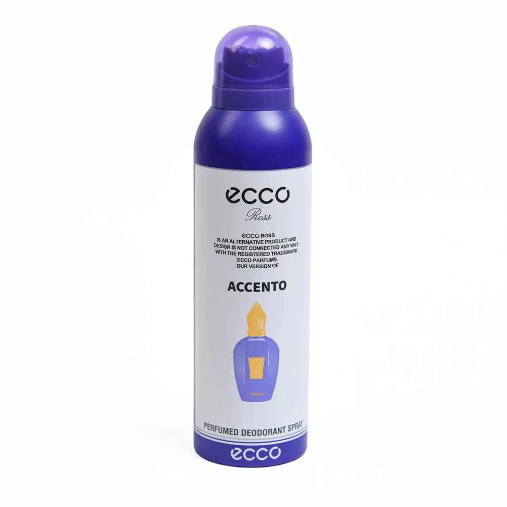اسپری بدن مردانه و زنانه اکو رز ecco ross مدل زرجوف اکسنتو